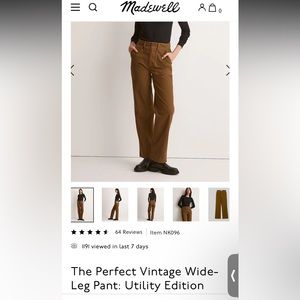 NWT Madewell perfect vintage wide-leg pant
